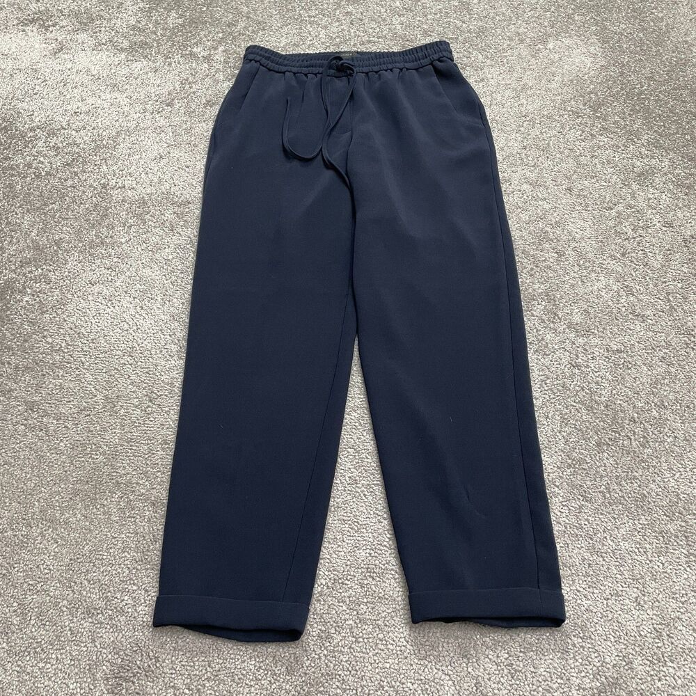 J.Crew Drapey Elastic Waist Trouser Ankle Pants Womens 00 Navy Blue Tapered Leg